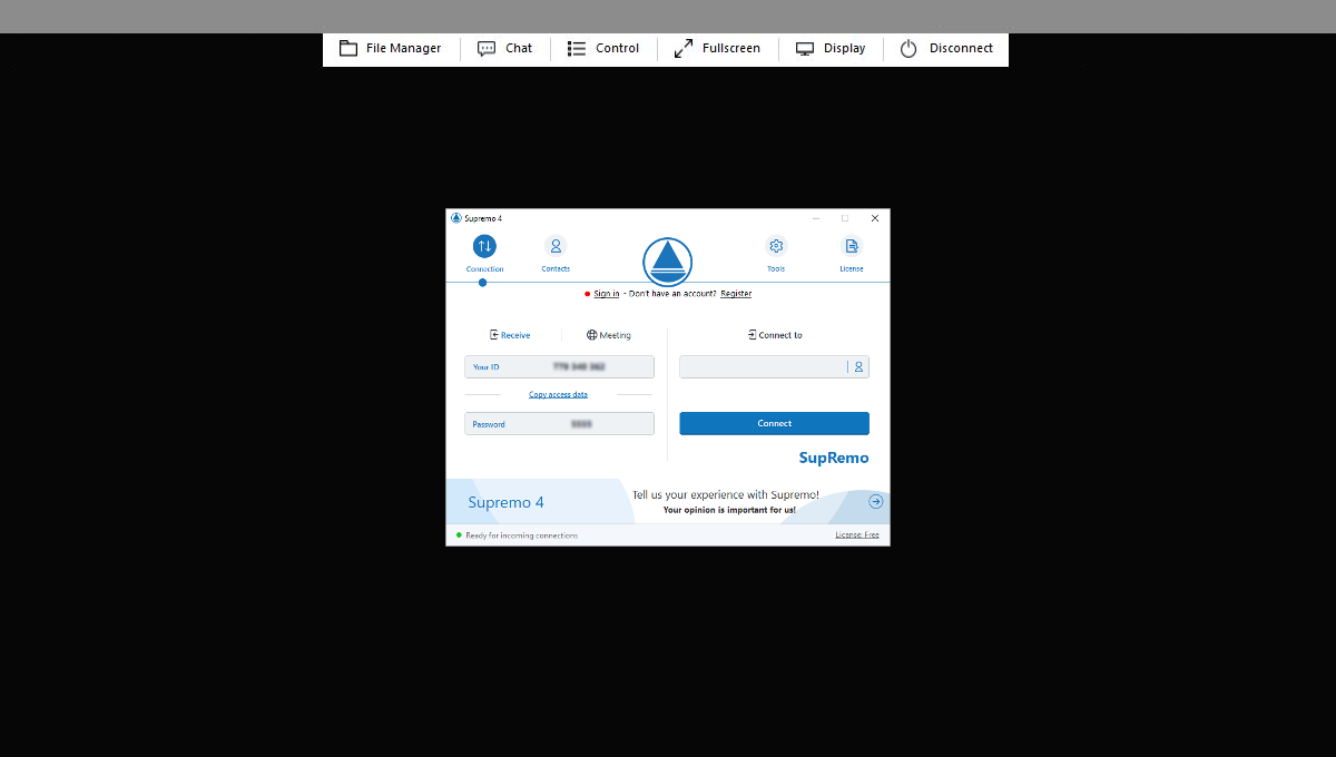 screenshot of Supremo Remote Desktop